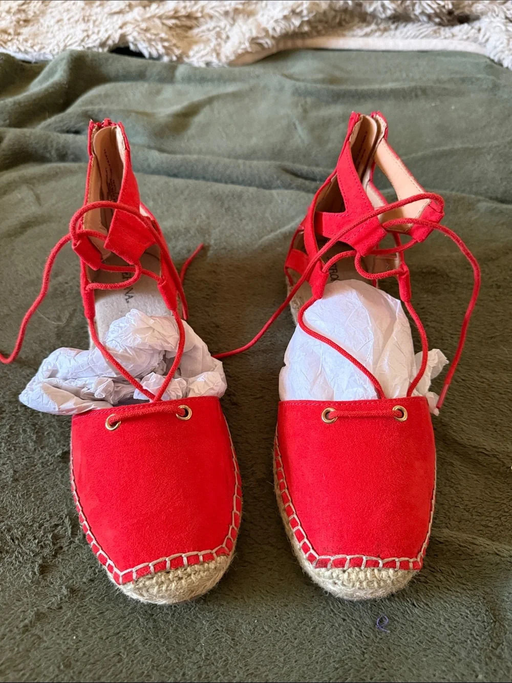 Coral Lace-Up Espadrille Flats - Women